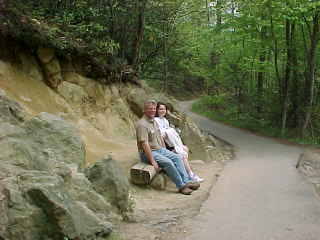 Tim and Carol take a rest after beating me up the mountain.